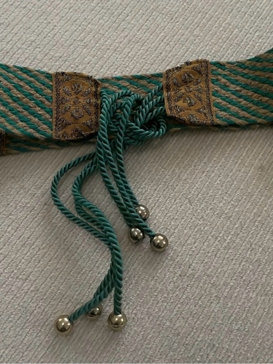 Women\'s Teal Twisted Rope Belt with Gold Accents main image 10